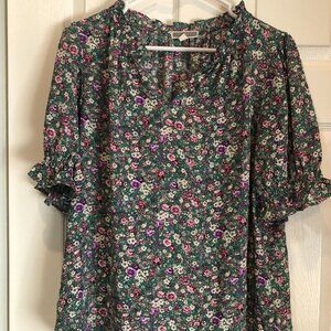 Pleione Green and Purple Floral Top